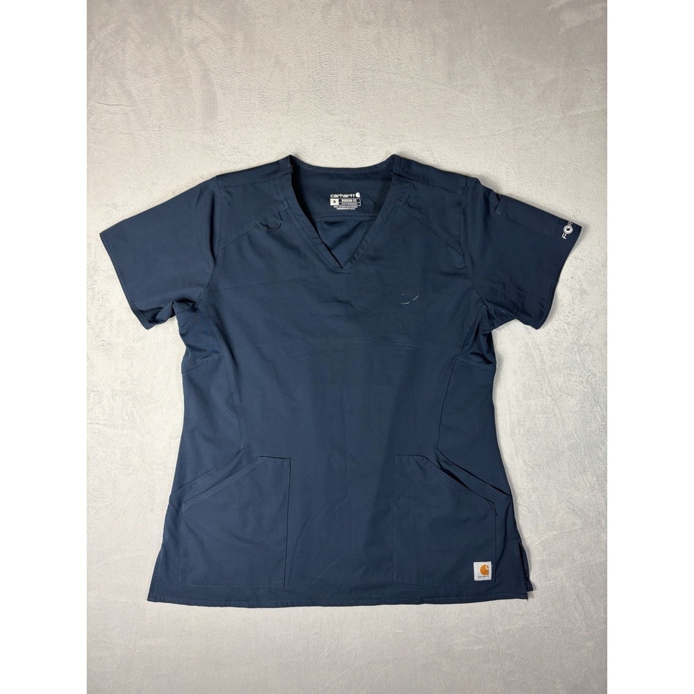 CLEAN Carhartt Force Modern Fit Cross-Flex V-Neck Scrub Top Women's size M Blue